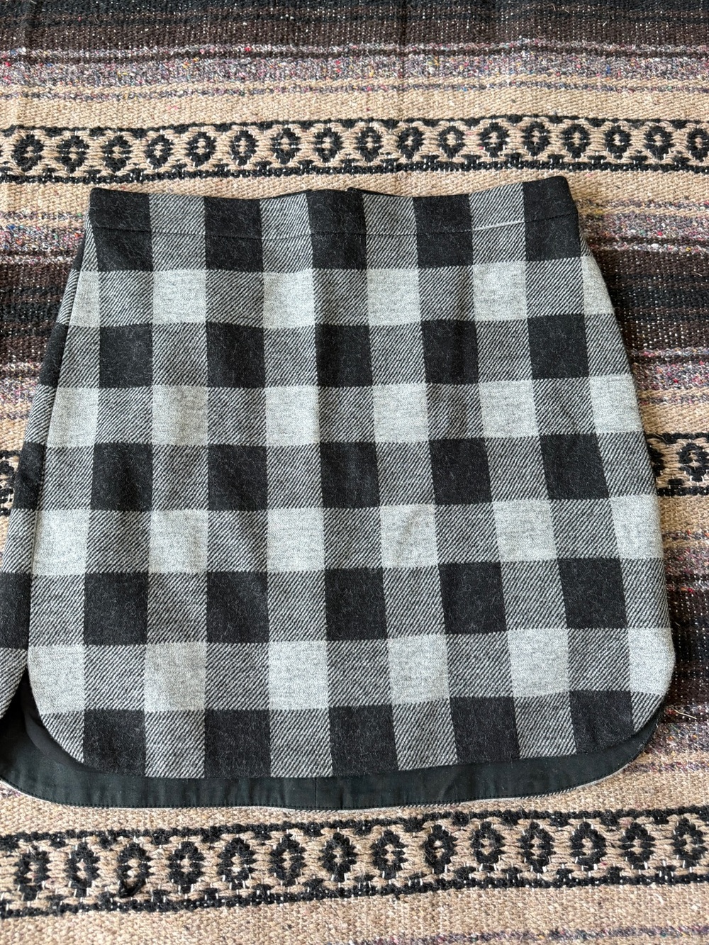 Madewell Black and Gray Buffalo Check Mini Skirt
